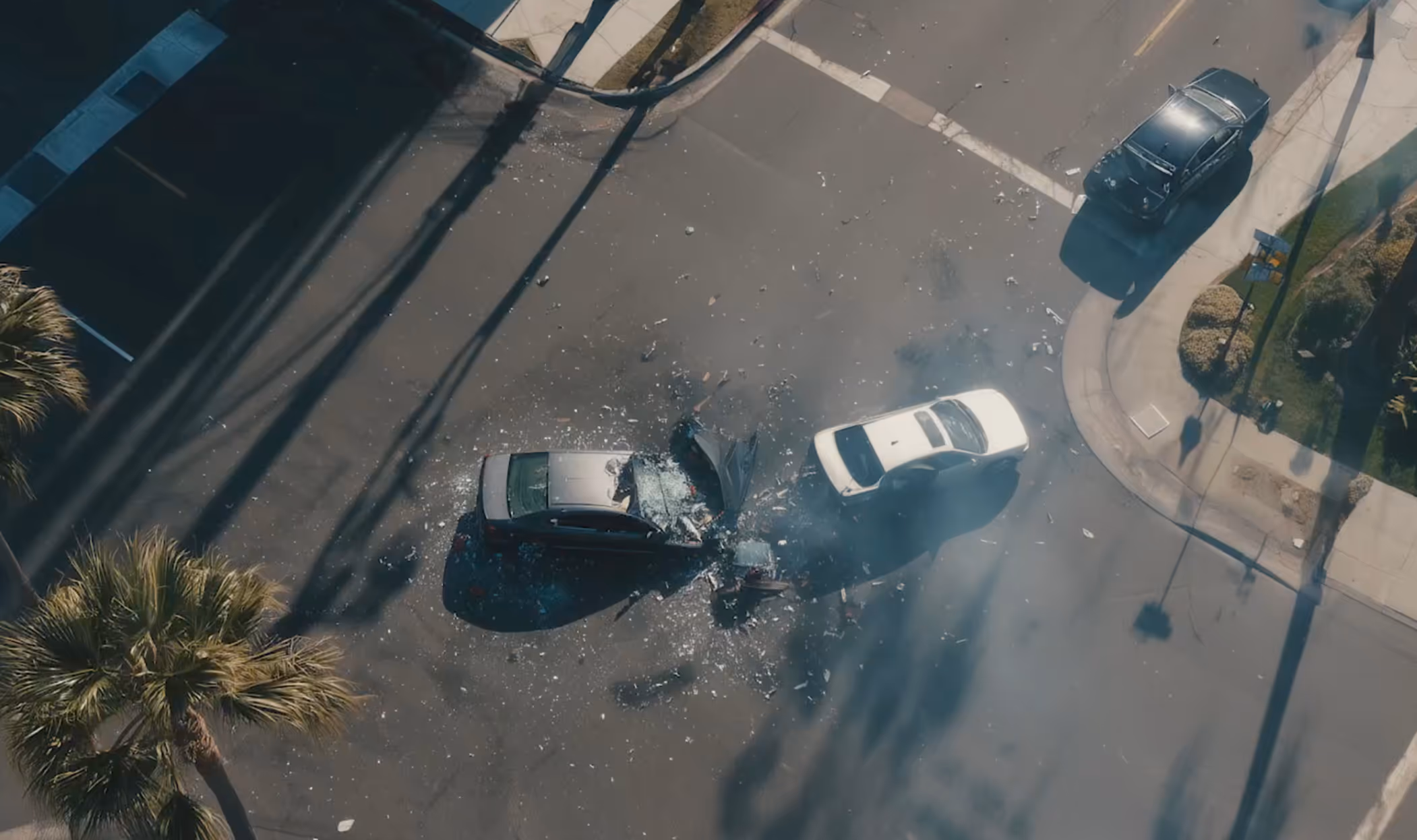 Highway incident documented from the air
