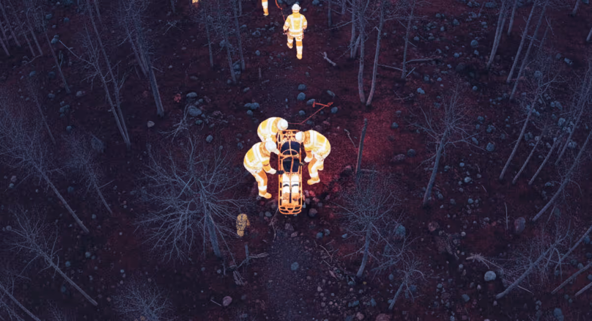 Thermal search pattern across open terrain