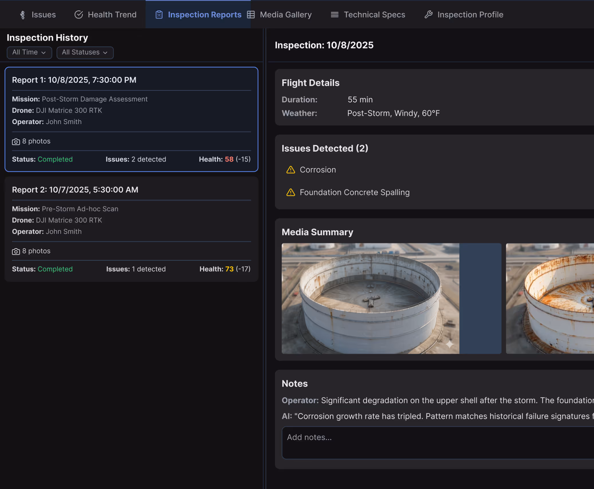 Auto-generated compliance report with timestamps and asset IDs
