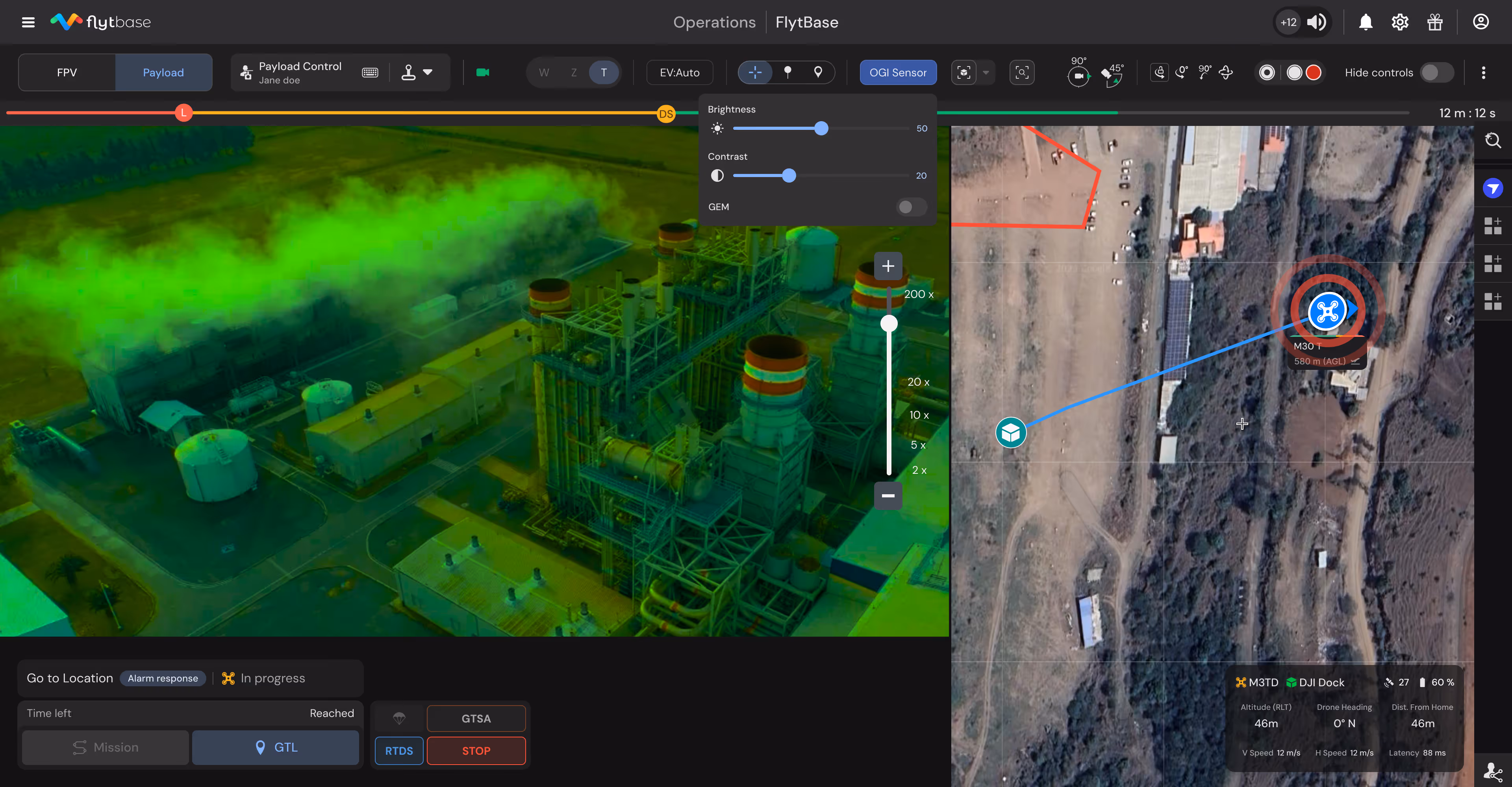 OGI survey record flagging a fugitive emission at a wellpad