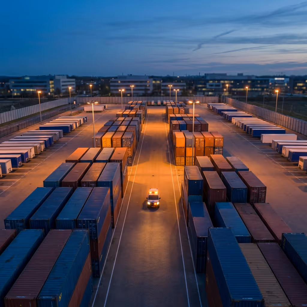 Aerial monitoring of a high-value cargo container yard with identified containers