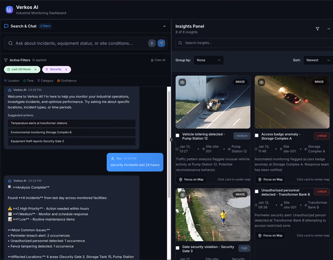 Search interface querying the video archive by object type and time
