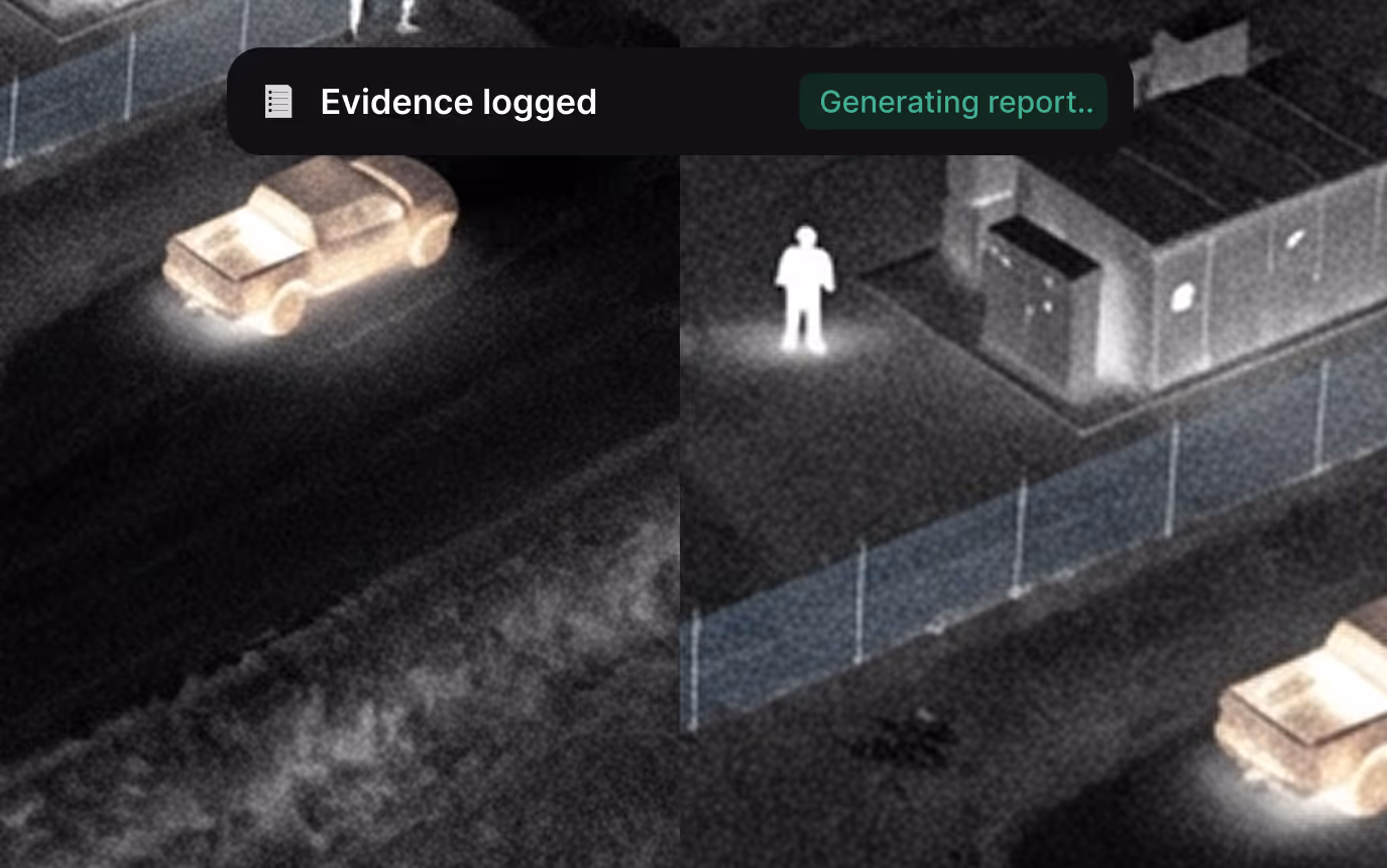 Dashboard packaging GPS-tagged inspection findings with thumbnails and severity tags