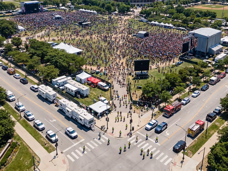 Crowd density heatmap across a venue