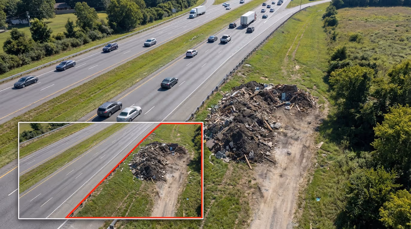 Timestamped aerial evidence of a code enforcement case